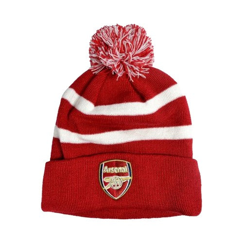 Front - Arsenal FC Striped Knitted Bobble Hat