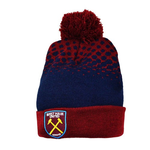Front - West Ham United FC Unisex Fade Bobble Hat
