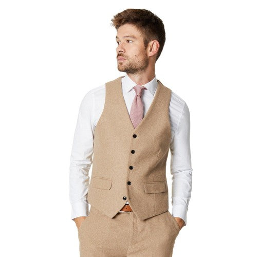 Front - Burton Mens Tweed Waistcoat