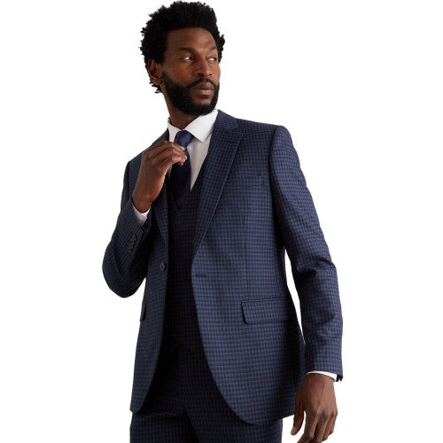 Front - Burton Mens Small Scale Check Tailored Suit Jacket