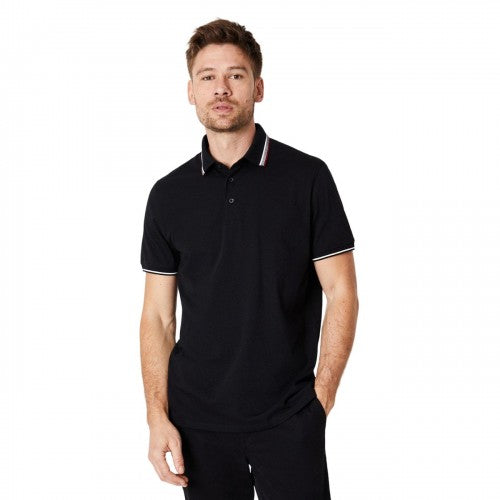 Front - Burton Mens Jacquard Button Neck Polo Shirt