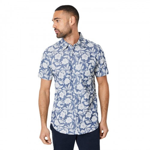 Front - Burton Mens Floral Chambray Shirt