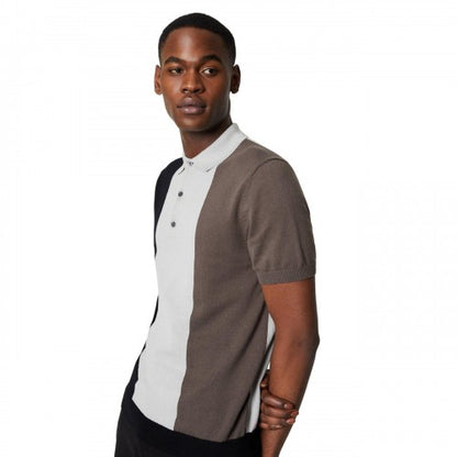 Front - Burton Mens Colour Block Knitted Polo Shirt