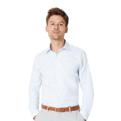 Front - Burton Mens Easy-Iron Slim Formal Shirt (Pack of 2)