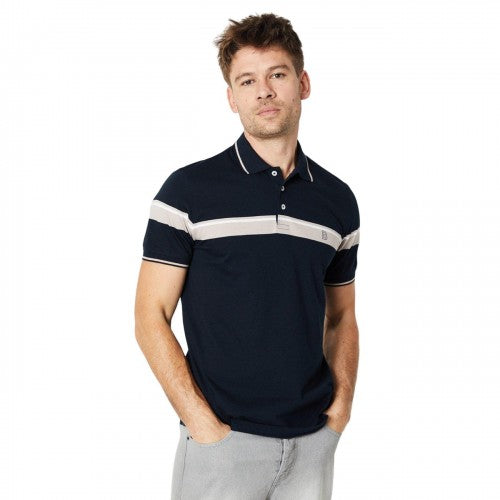 Front - Burton Mens Chest Placement Contrast Striped Polo Shirt