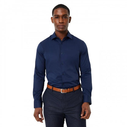 Front - Burton Mens Easy-Iron Tailored Long-Sleeved Formal Shirt