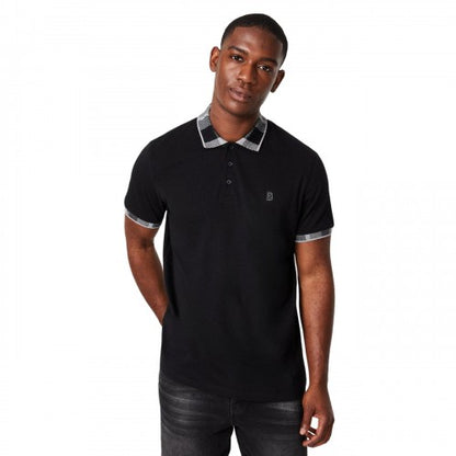 Front - Burton Mens Checked Collar Polo Shirt