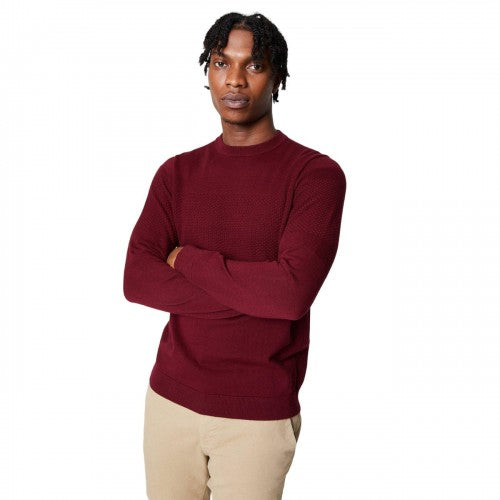 Front - Burton Mens Placement Popcorn Textured Crew Neck Jumper