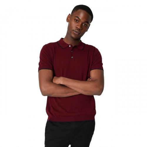Front - Burton Mens Knitted Pointelle Polo Shirt