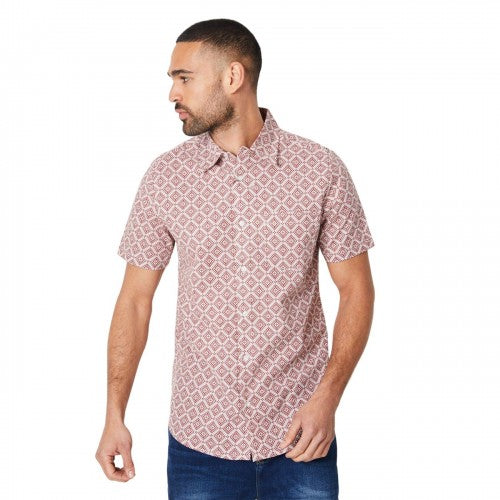 Front - Burton Mens Diamond Tile Print Short-Sleeved Shirt
