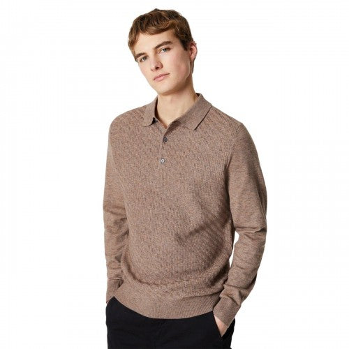 Front - Burton Mens Herringbone Knitted Long-Sleeved Polo Shirt