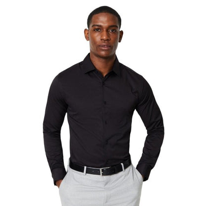 Front - Burton Mens Easy-Iron Tailored Long-Sleeved Formal Shirt