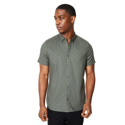 Front - Burton Mens Ditsy Print Short-Sleeved Shirt