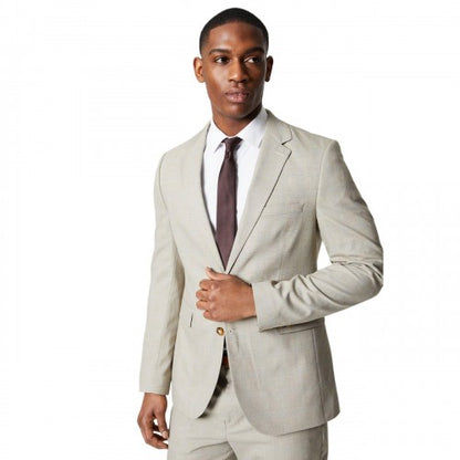 Front - Burton Mens Prince Of Wales Check Single-Breasted Suit Jacket