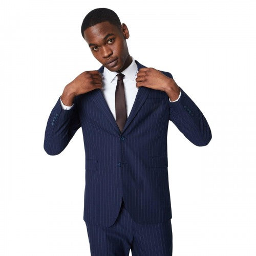 Front - Burton Mens Fine Stripe Suit Jacket