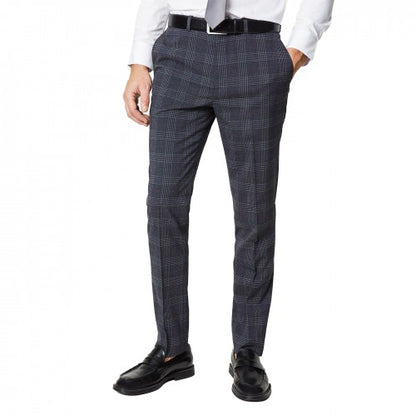 Front - Burton Mens Retro Check Slim Suit Trousers