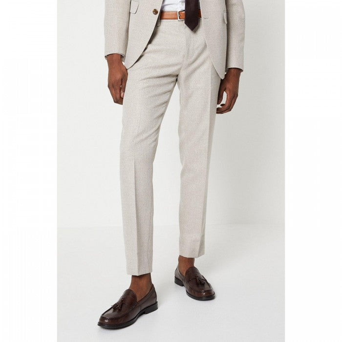 Front - Burton Mens Semi Plain Slim Tailored Suit Trousers