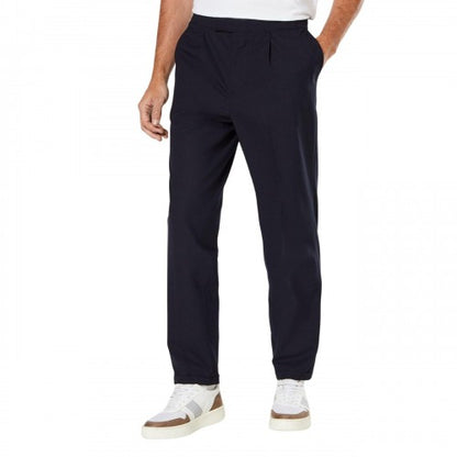 Front - Burton Mens Pleated Elasticated Waist Tapered Trousers