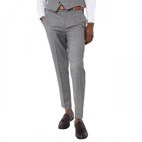 Front - Burton Mens Herringbone Slim Tailored Suit Trousers
