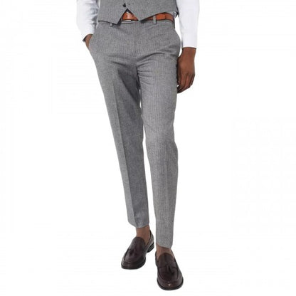Front - Burton Mens Herringbone Slim Tailored Suit Trousers