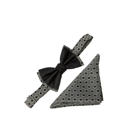 Front - Burton Mens Geometric Double Layered Bow Tie Set
