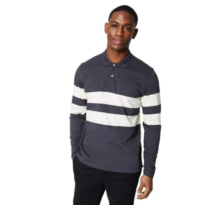 Front - Burton Mens Placement Rugby Style Long-Sleeved Polo Shirt