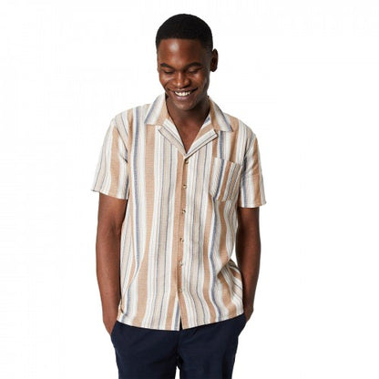 Front - Burton Mens Textured Stripe Short-Sleeved Shirt