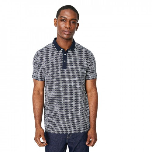 Front - Burton Mens Chain Geometric Jacquard Polo Shirt