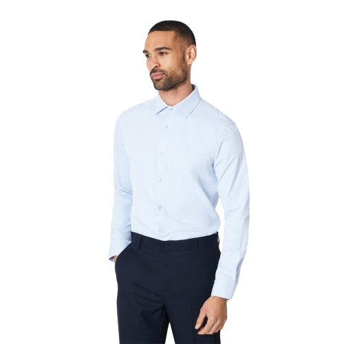 Front - Burton Mens Cavalry Twill Easy-Iron Slim Formal Shirt