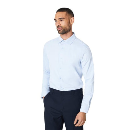 Front - Burton Mens Cavalry Twill Easy-Iron Slim Formal Shirt