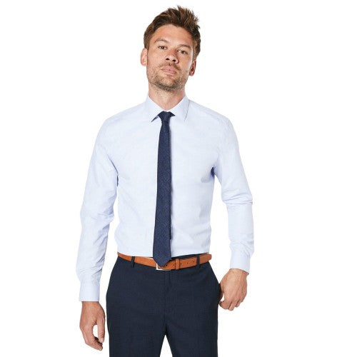 Front - Burton Mens Dobby Easy-Iron Slim Formal Shirt