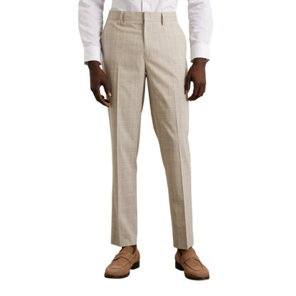 Front - Burton Mens Prince Of Wales Check Slim Suit Trousers