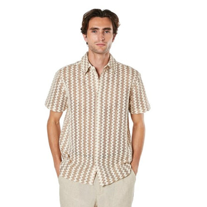 Front - Burton Mens Zig Zag Fine Knit Short-Sleeved Shirt