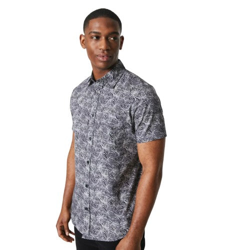 Front - Burton Mens Printed Poplin Short-Sleeved Shirt