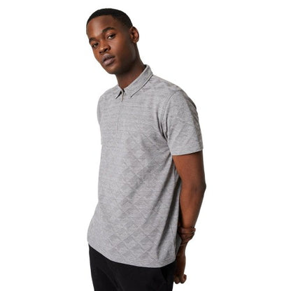 Front - Burton Mens Jacquard Quarter Zip Polo Shirt