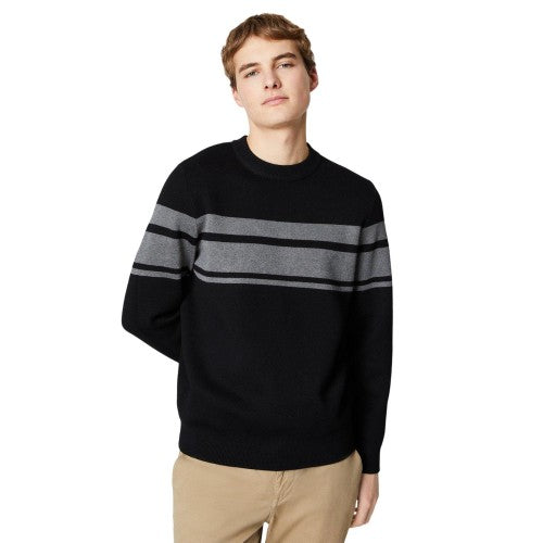 Front - Burton Mens Placement Stripe Jacquard Crew Neck Sweatshirt