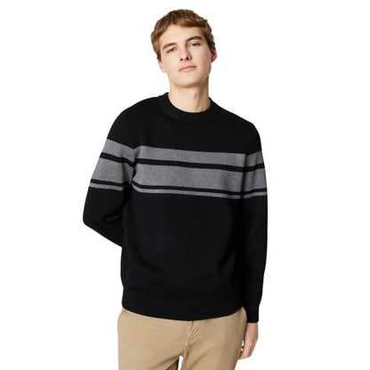 Front - Burton Mens Placement Stripe Jacquard Crew Neck Sweatshirt