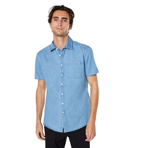Front - Burton Mens Denim Short-Sleeved Shirt