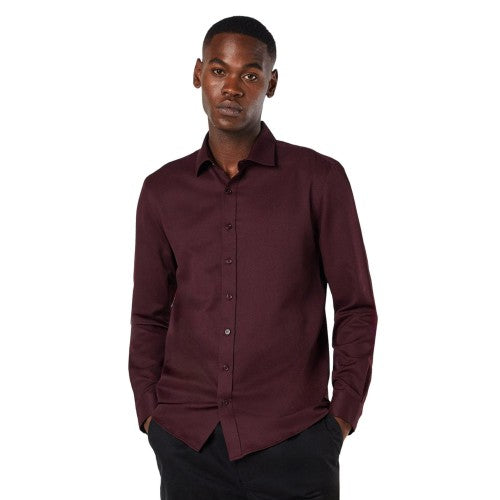 Front - Burton Mens Textured Stripe Long-Sleeved Shirt