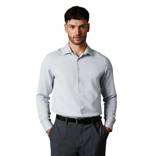 Front - Burton Mens Diamond Jacquard Easy-Iron Slim Formal Shirt
