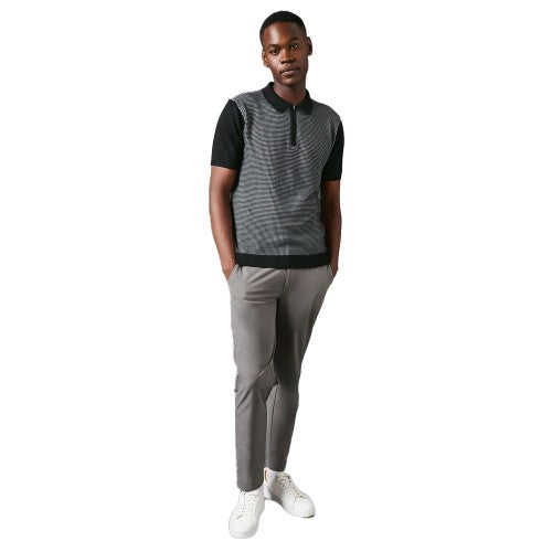 Front - Burton Mens Patterned Knitted Quarter Zip Polo Shirt