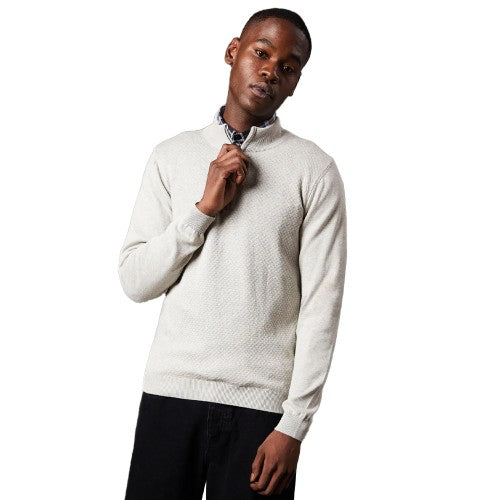 Front - Burton Mens Honeycomb Knitted Half Zip Jumper