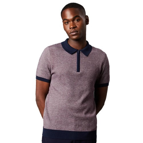 Front - Burton Mens Birdseye Stitch Knitted Polo Shirt