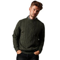Front - Burton Mens Cable Knit Crew Neck Jumper