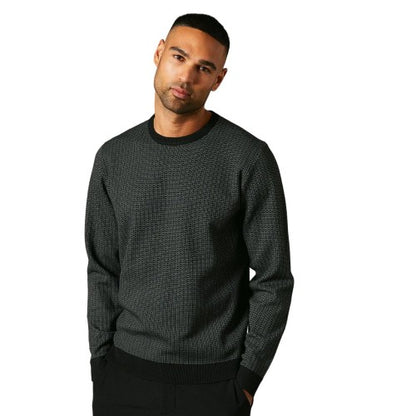 Front - Burton Mens Patterned Crew Neck Jumper