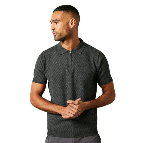 Front - Burton Mens Diagonal Stitch Knitted Polo Shirt