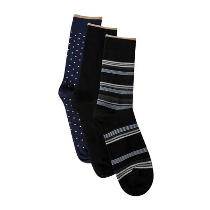 Front - Burton Mens Spots & Stripes Socks (Pack of 3)