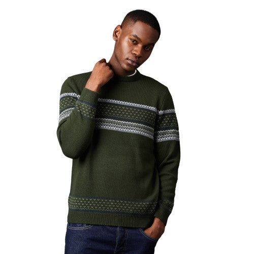 Front - Burton Mens Placement Stripe Crew Neck Jumper