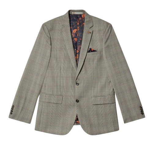 Front - Burton Mens Checked Slim Suit Jacket