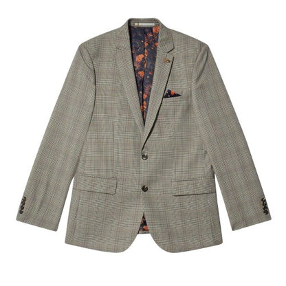 Front - Burton Mens Checked Slim Suit Jacket